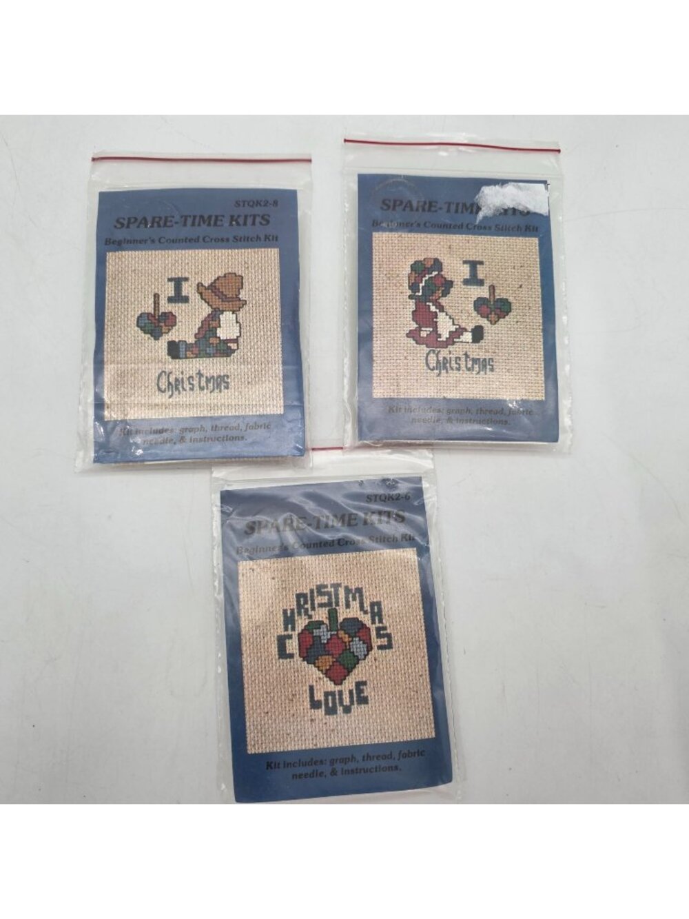 Spare-Time Kits Beginners Counted Cross Stitch Christmas Designs 3 Boy Girl Love